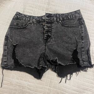 black/gray-washed high waisted shorts
